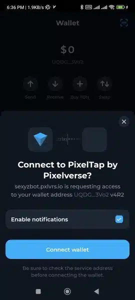 اتصال کیف پول به پیکسل ورس